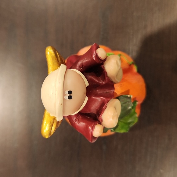 Vintage KIRK Thanksgiving Harvest Cheeks Angel Pilgrim figurine, Cornucopia - Picture 6 of 15